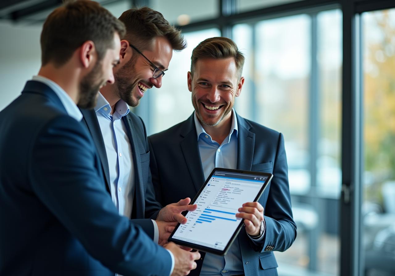 Professioneel IT consultancy team bespreekt digitale transformatie strategie
